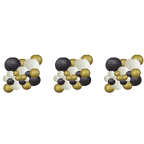Feeuid Dekorative Papierlaternen mit 60 Stück Papierlaternen Papier Laternen Schwarz Rund Schwarz für Außendekorationen von Feeuid