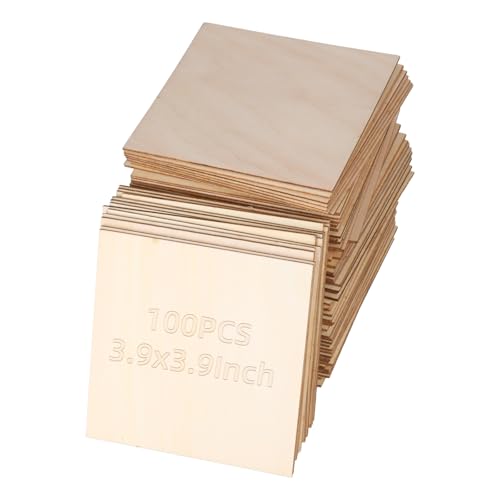 100 Stück unlackierte Holzquadrate – 10 x 10 Holzstücke, blanko, Lindenholzplatten, dünne Holzsperrholzplatten, Holzausschnitte für Untersetzer, Brandmalerei, Malen, Schreiben, Foto-Requisiten, von Fegat