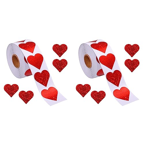 Fegtrtyoa 2 Rolle Valentinstag Glitter Aufkleber, Rote Aufkleber Rolle, Etiketten für Jubiläen Hochzeit (500 Stück/Rolle) von Fegtrtyoa