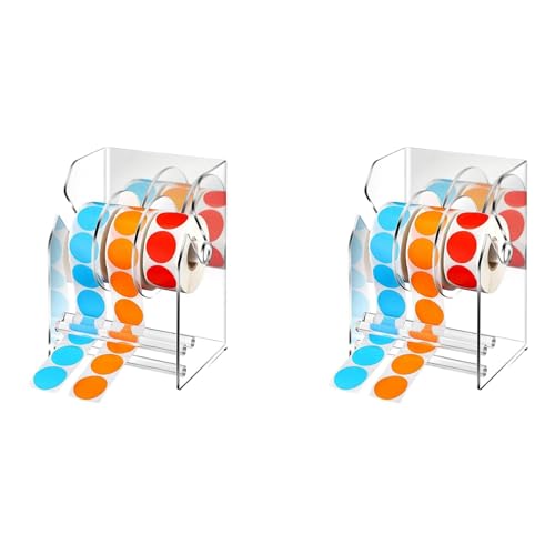 Fegtrtyoa 2X Verstellbarer Etikettenspender, Acryl-Aufkleberrollenspender, Aufkleberrollenhalter, Transparente Etikettenhalter, Aufkleberhalter von Fegtrtyoa