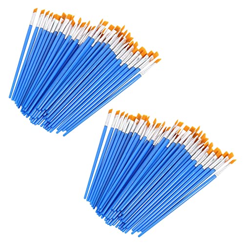 Fegtrtyoa Pinsel Set 100 StüCk Kinder Nylon Flach Haar Kleine ÖL Aquarell KüNstler Malerei Kits Bulk für Kinder von Fegtrtyoa