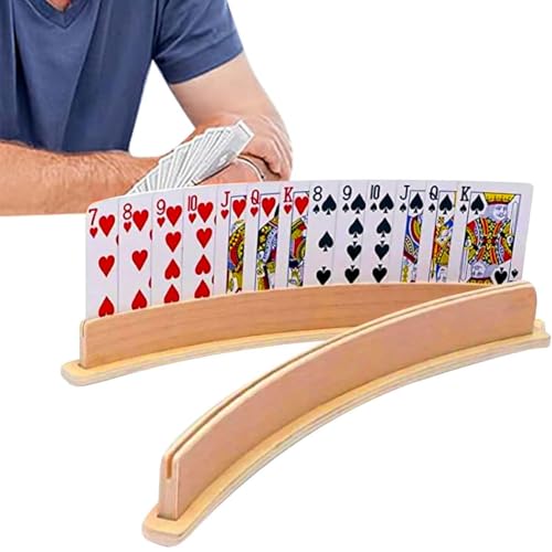 FeiOne Kartenhalter Kinder, 33 cm Kartenhalter Spielkarten Holz, Spielkartenhalter für Kinder Senioren, Spielkartenhalter Holz, Kartenständer Spielkarten Aufbewahru, Spielkartenhalter für Kinder von FeiOne