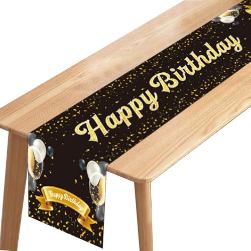 Feione TischläUfer Geburtstag(180 X 35 cm), Tischdecke Geburtstag, Geburtstagsdeko, Geeignet FüR Die Kinder Geburtstags Party Deko Von Jungen Und MäDchen (Schwarzes Gold) von FeiOne