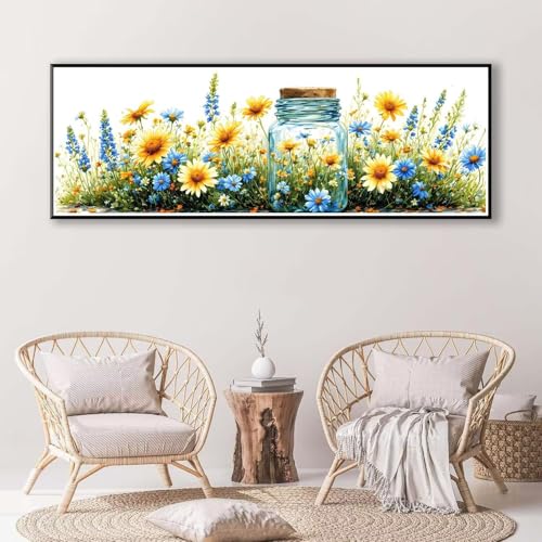 5D Diamond Painting Blume Diamant Painting Bilder Erwachsene, DIY Landschaft Diamond Painting Kits, Runde Steine Diamant Malerei Kunst Bastelset für Wohnzimmer Schlafzimmer Wanddeko 80 x 240 cm P-882 von FeiPride