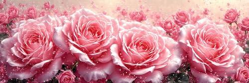 5D Diamond Painting Blume Diamant Painting Bilder Erwachsene, DIY Rose Diamond Painting Kits, Runde Steine Diamant Malerei Kunst Bastelset für Wohnzimmer und Schlafzimmer Wanddeko 30 x 90 cm P-30 von FeiPride