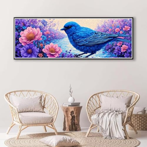 5D Diamond Painting Blume Diamant Painting Bilder Erwachsene, DIY Vogel Diamond Painting Kits, Runde Steine Diamant Malerei Kunst Bastelset für Wohnzimmer und Schlafzimmer Wanddeko 80 x 240 cm P-606 von FeiPride