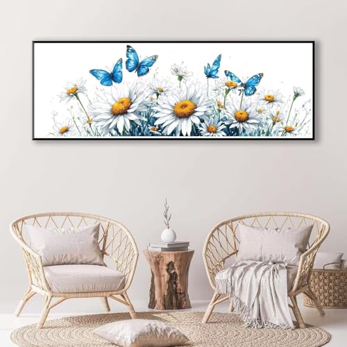 5D Diamond Painting Blume Diamant Painting Bilder Erwachsene,DIY Schmetterling Diamond Painting Kits,Runde Steine Diamant Malerei Kunst Bastelset Wohnzimmer Schlafzimmer Wanddeko 100 x 300 cm P-420 von FeiPride