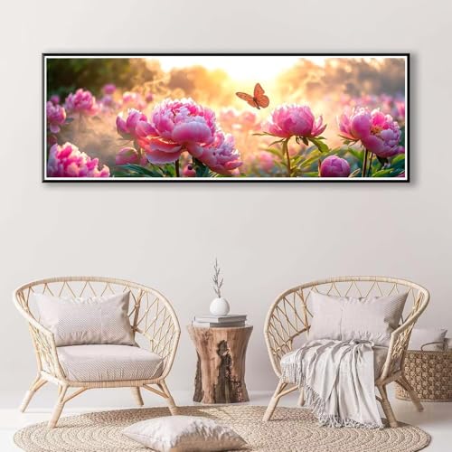 5D Diamond Painting Blume Diamant Painting Bilder Erwachsene,DIY Schmetterling Diamond Painting Kits,Runde Steine Diamant Malerei Kunst Bastelset Wohnzimmer Schlafzimmer Wanddeko 100 x 300 cm P-831 von FeiPride