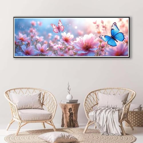 5D Diamond Painting Blume Diamant Painting Bilder Erwachsene,DIY Schmetterling Diamond Painting Kits,Runde Steine Diamant Malerei Kunst Bastelset für Wohnzimmer Schlafzimmer Wanddeko 70 x 210 cm P-822 von FeiPride