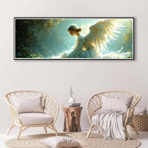 5D Diamond Painting Engel Diamant Painting Bilder Erwachsene, DIY Mädchen Diamond Painting Kits, Runde Steine Diamant Malerei Kunst Bastelset für Wohnzimmer und Schlafzimmer Wanddeko 60 x 180 cm P-879 von FeiPride