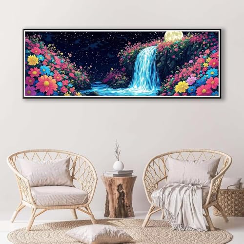 5D Diamond Painting Fallen Diamant Painting Bilder Erwachsene, DIY Blume Diamond Painting Kits, Runde Steine Diamant Malerei Kunst Bastelset für Wohnzimmer und Schlafzimmer Wanddeko 80 x 240 cm P-870 von FeiPride