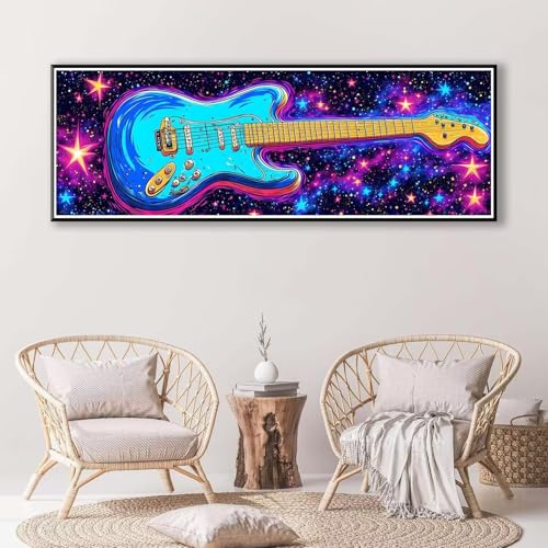 5D Diamond Painting Gitarre Diamant Painting Bilder Erwachsene,DIY Sternenhimmel Diamond Painting Kits,Runde Steine Diamant Malerei Kunst Bastelset Wohnzimmer Schlafzimmer Wanddeko 100 x 300 cm P-345 von FeiPride