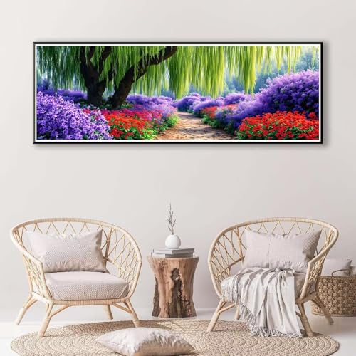 5D Diamond Painting Landschaft Diamant Painting Bilder Erwachsene, DIY Baum Diamond Painting Kits, Runde Steine Diamant Malerei Kunst Bastelset für Wohnzimmer Schlafzimmer Wanddeko 50 x 150 cm P-396 von FeiPride