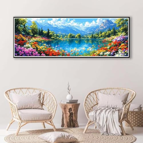 5D Diamond Painting Landschaft Diamant Painting Bilder Erwachsene, DIY Blume Diamond Painting Kits, Runde Steine Diamant Malerei Kunst Bastelset für Wohnzimmer Schlafzimmer Wanddeko 100 x 300 cm P-804 von FeiPride