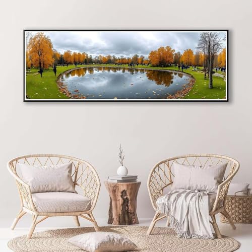 5D Diamond Painting Landschaft Diamant Painting Bilder Erwachsene, DIY See Diamond Painting Kits, Runde Steine Diamant Malerei Kunst Bastelset für Wohnzimmer Schlafzimmer Wanddeko 40 x 120 cm P-357 von FeiPride