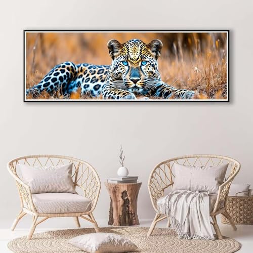 5D Diamond Painting Leopard Diamant Painting Bilder Erwachsene, DIY Tier Diamond Painting Kits, Runde Steine Diamant Malerei Kunst Bastelset für Wohnzimmer und Schlafzimmer Wanddeko 100 x 300 cm P-840 von FeiPride