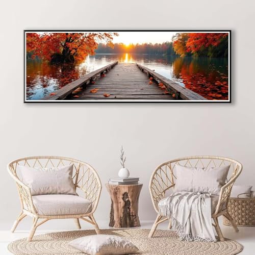 5D Diamond Painting Pier Diamant Painting Bilder Erwachsene, DIY Landschaft Diamond Painting Kits, Runde Steine Diamant Malerei Kunst Bastelset für Wohnzimmer Schlafzimmer Wanddeko 30 x 90 cm P-405 von FeiPride