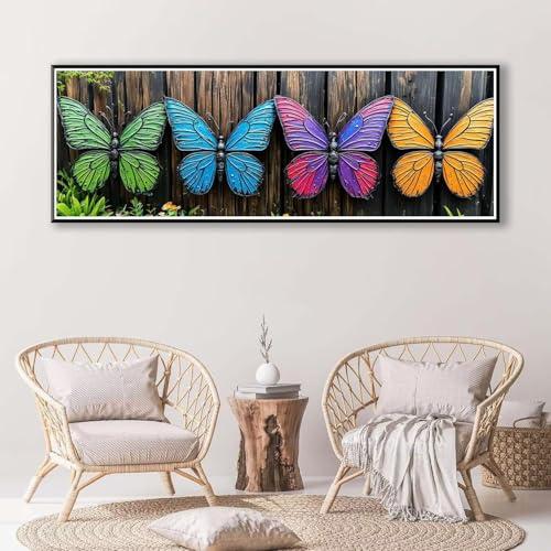 5D Diamond Painting Schmetterling Diamant Painting Bilder Erwachsene, DIY Tier Diamond Painting Kits, Runde Steine Diamant Malerei Kunst Bastelset für Wohnzimmer Schlafzimmer Wanddeko 30 x 90 cm P-360 von FeiPride