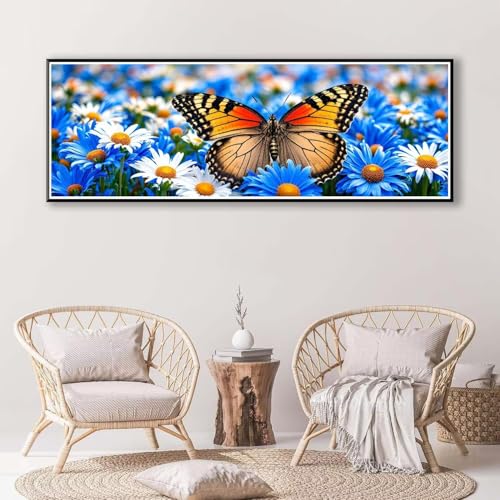 5D Diamond Painting Schmetterling Diamant Painting Bilder Erwachsene,DIY Blume Diamond Painting Kits,Runde Steine Diamant Malerei Kunst Bastelset Wohnzimmer Schlafzimmer Wanddeko 100 x 300 cm P-798 von FeiPride