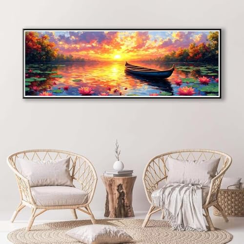 5D Diamond Painting Sonnenuntergang Diamant Painting Bilder Erwachsene,DIY Blume Diamond Painting Kits,Runde Steine Diamant Malerei Kunst Bastelset Wohnzimmer Schlafzimmer Wanddeko 100 x 300 cm P-828 von FeiPride