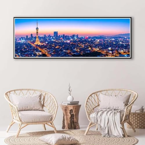 5D Diamond Painting Stadt Diamant Painting Bilder Erwachsene, DIY Landschaft Diamond Painting Kits, Runde Steine Diamant Malerei Kunst Bastelset für Wohnzimmer Schlafzimmer Wanddeko 100 x 300 cm P-354 von FeiPride