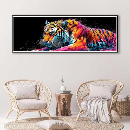 5D Diamond Painting Tier Diamant Painting Bilder Erwachsene, DIY Tiger Diamond Painting Kits, Runde Steine Diamant Malerei Kunst Bastelset für Wohnzimmer und Schlafzimmer Wanddeko 100 x 300 cm P-372 von FeiPride