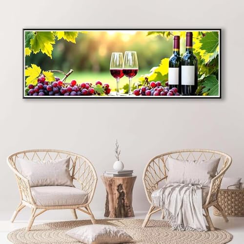 5D Diamond Painting Traube Diamant Painting Bilder Erwachsene, DIY Wein Diamond Painting Kits, Runde Steine Diamant Malerei Kunst Bastelset für Wohnzimmer und Schlafzimmer Wanddeko 100 x 300 cm P-825 von FeiPride