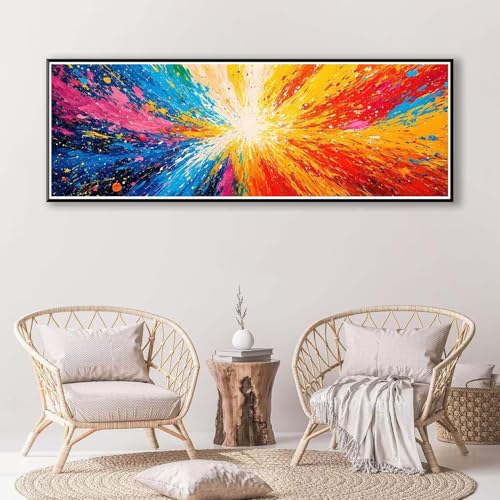 Abstrakt Diamond Painting Erwachsene Groß XXL 100 x 300 cm, 5D Diamant Painting Bilder Farbe, Full Drill Diamond Painting Runde Steine, DIY Diamant Malerei für Zuhause Wand Dekoration Geschenk P-364 von FeiPride