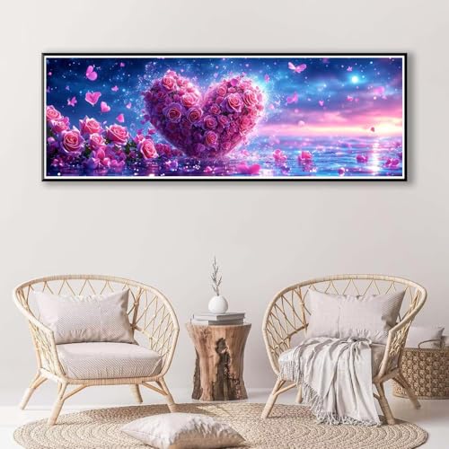 Blume Diamond Painting Erwachsene Groß XXL 100 x 300 cm, 5D Diamant Painting Bilder Liebe, Full Drill Diamond Painting Runde Steine, DIY Diamant Malerei Set für Zuhause Wand Dekoration Geschenk P-373 von FeiPride