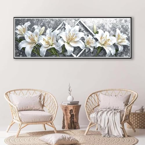 Blume Diamond Painting Erwachsene Groß XXL 100 x 300 cm, 5D Diamant Painting Bilder Lilie, Full Drill Diamond Painting Runde Steine, DIY Diamant Malerei Set für Zuhause Wand Dekoration Geschenk P-355 von FeiPride