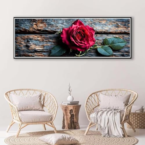 Blume Diamond Painting Erwachsene Groß XXL 100 x 300 cm, 5D Diamant Painting Bilder Rose, Full Drill Diamond Painting Runde Steine, DIY Diamant Malerei Set für Zuhause Wand Dekoration Geschenk P-802 von FeiPride