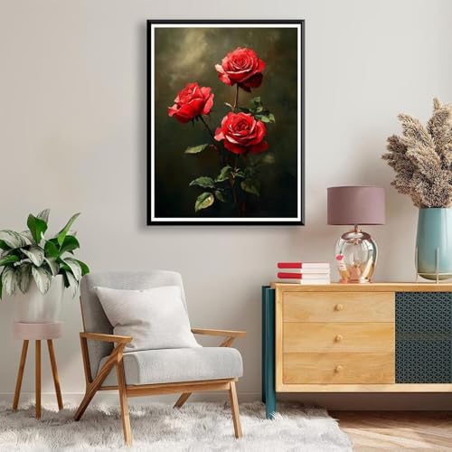 Diamond Painting 30 x 40 cm, Diamant Painting Bilder Kinder Anfänger Rose Diamond Art Blume Diamant Malerei 5D DIY Mosaikherstellung Bastelset Erwachsene für Zimmer Deko, Geschenke für Frauen A-1136 von FeiPride