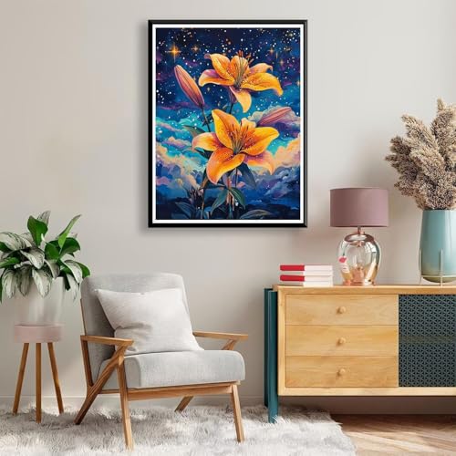 Diamond Painting 30 x 40 cm, Diamant Painting Bilder Kinder Anfänger Sternenhimmel Diamond Art Blume Diamant Malerei 5D DIY Mosaikherstellung Bastelset Erwachsene für Zimmer Deko Geschenke A-1127 von FeiPride