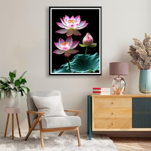 Diamond Painting 30 x 40 cm Blume Diamond Painting Lotus Diamond Painting Erwachsene, Diamant Painting Bilder Kinder DIY 5D Diamond Painting Set für Zimmer Deko Wohnzimmer, Geschenke für Frauen A-227 von FeiPride