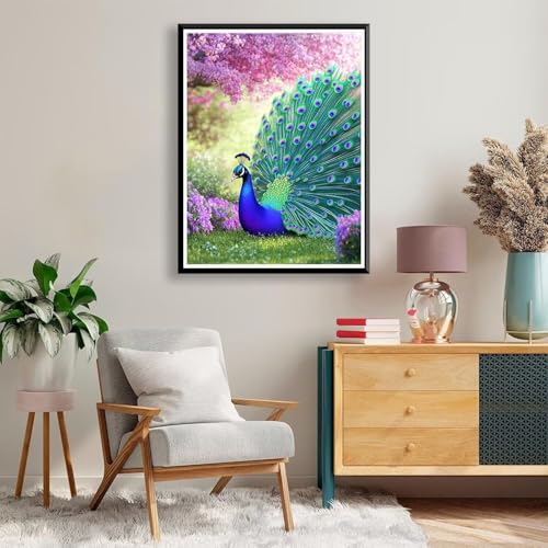 Diamond Painting 30 x 40 cm Pfau Diamond Painting Blume Diamond Painting Erwachsene, Diamant Painting Bilder Kinder DIY 5D Diamond Painting Set für Zimmer Deko Wohnzimmer, Geschenke für Frauen A-803 von FeiPride