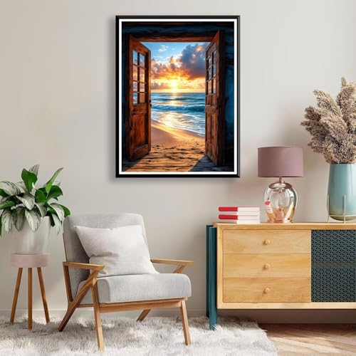 Diamond Painting 30 x 40 cm Sonnenuntergang Diamond Painting Strand Diamond Painting Erwachsene, Diamant Painting Bilder Kinder DIY 5D Diamond Painting Set für Zimmer Deko, Geschenke für Frauen A-119 von FeiPride