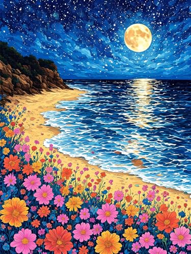 Diamond Painting 30 x 40 cm Strand Diamond Painting Landschaft Diamond Painting Erwachsene, Diamant Painting Bilder Kinder DIY 5D Diamond Painting Set für Deko Wohnzimmer, Geschenke für Frauen A-355 von FeiPride