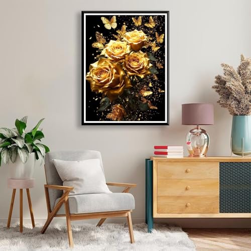 Diamond Painting 40 x 50 cm Blume Diamond Painting Rose Diamond Painting Erwachsene, Diamant Painting Bilder Kinder DIY 5D Diamond Painting Set für Zimmer Deko Wohnzimmer, Geschenke für Frauen A-150 von FeiPride