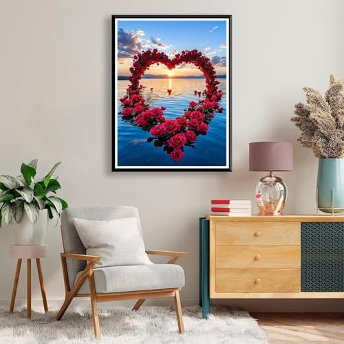 Diamond Painting 40 x 50 cm Blume Diamond Painting Rose Diamond Painting Erwachsene, Diamant Painting Bilder Kinder DIY 5D Diamond Painting Set für Zimmer Deko Wohnzimmer, Geschenke für Frauen A-375 von FeiPride