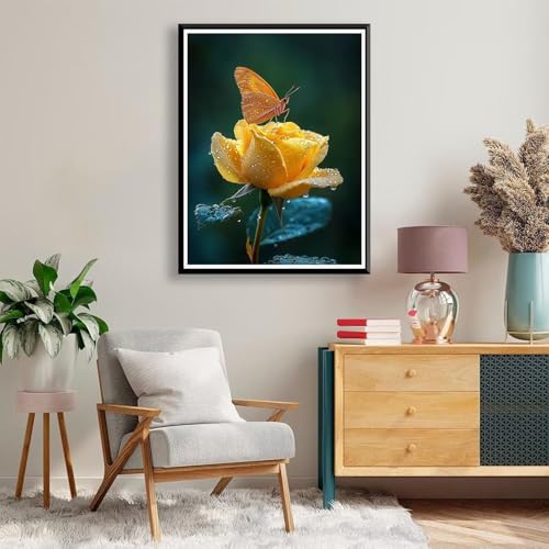 Diamond Painting 40 x 50 cm Blume Diamond Painting Schmetterling Diamond Painting Erwachsene, Diamant Painting Bilder Kinder DIY 5D Diamond Painting Set für Deko Wohnzimmer, Geschenke für Frauen A-783 von FeiPride