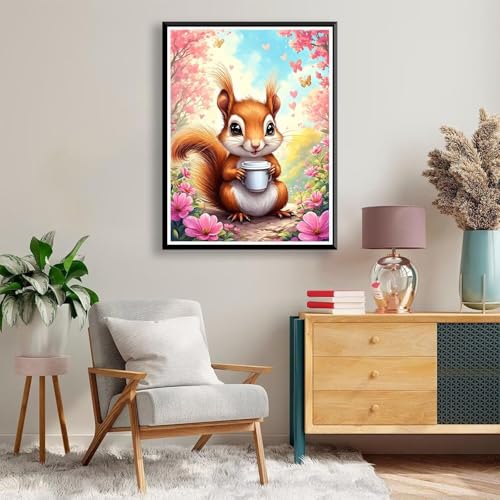 Diamond Painting 40 x 50 cm Eichhörnchen Diamond Painting Tier Diamond Painting Erwachsene, Diamant Painting Bilder Kinder DIY 5D Diamond Painting Set für Deko Wohnzimmer, Geschenke für Frauen A-165 von FeiPride