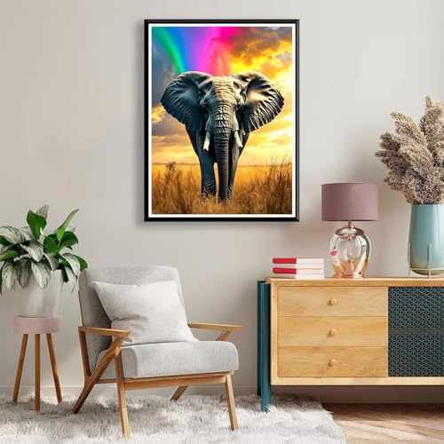 Diamond Painting 40 x 50 cm Elefant Diamond Painting Tier Diamond Painting Erwachsene, Diamant Painting Bilder Kinder DIY 5D Diamond Painting Set für Zimmer Deko Wohnzimmer, Geschenke für Frauen A-264 von FeiPride