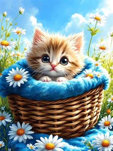 Diamond Painting 40 x 50 cm Katze Diamond Painting Blume Diamond Painting Erwachsene, Diamant Painting Bilder Kinder DIY 5D Diamond Painting Set für Zimmer Deko Wohnzimmer, Geschenke für Frauen A-122 von FeiPride