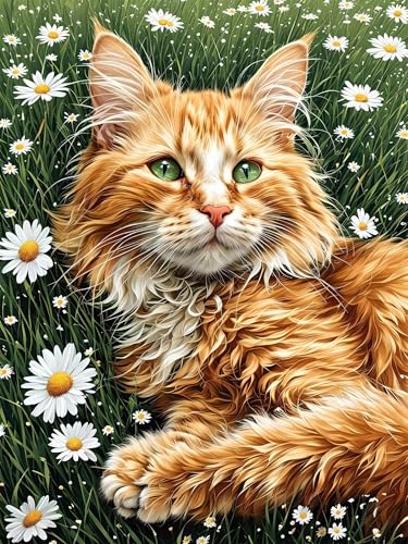 Diamond Painting 40 x 50 cm Katze Diamond Painting Blume Diamond Painting Erwachsene, Diamant Painting Bilder Kinder DIY 5D Diamond Painting Set für Zimmer Deko Wohnzimmer, Geschenke für Frauen A-245 von FeiPride