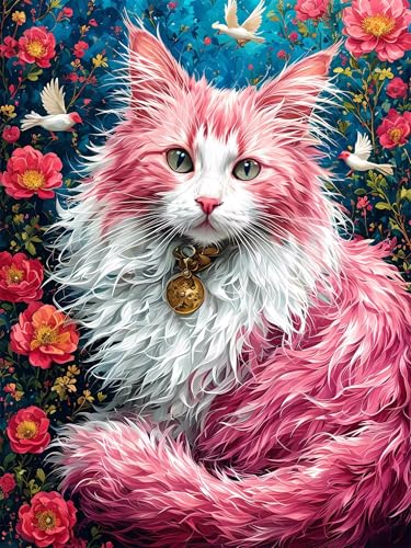 Diamond Painting 40 x 50 cm Katze Diamond Painting Blume Diamond Painting Erwachsene, Diamant Painting Bilder Kinder DIY 5D Diamond Painting Set für Zimmer Deko Wohnzimmer, Geschenke für Frauen A-371 von FeiPride