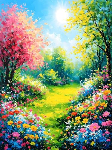 Diamond Painting 40 x 50 cm Landschaft Diamond Painting Farbige Blumen Diamond Painting Erwachsene, Diamant Painting Bilder Kinder DIY Diamond Painting für Deko Wohnzimmer, Geschenke für Frauen A-221 von FeiPride