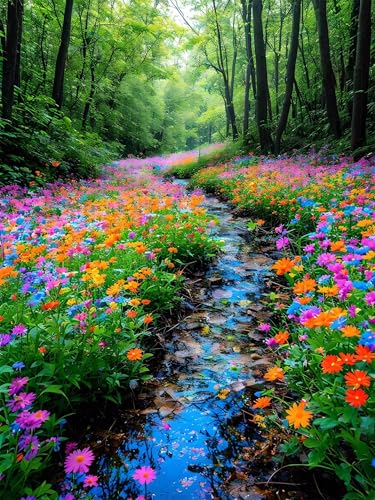 Diamond Painting 40 x 50 cm Landschaft Diamond Painting Wald Diamond Painting Erwachsene, Diamant Painting Bilder Kinder DIY 5D Diamond Painting für Zimmer Deko Wohnzimmer, Geschenke für Frauen A-344 von FeiPride