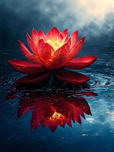 Diamond Painting 40 x 50 cm Lotus Diamond Painting Landschaft Diamond Painting Erwachsene, Diamant Painting Bilder Kinder DIY 5D Diamond Painting für Zimmer Deko Wohnzimmer, Geschenke für Frauen A-263 von FeiPride