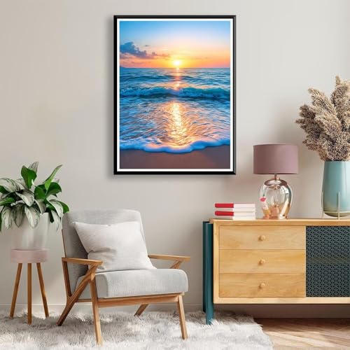 Diamond Painting 40 x 50 cm Meer Diamond Painting Sonnenuntergang Diamond Painting Erwachsene, Diamant Painting Bilder Kinder DIY 5D Diamond Painting Set für Zimmer Deko, Geschenke für Frauen A-213 von FeiPride