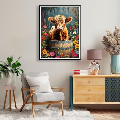 Diamond Painting 40 x 50 cm Ochse Diamond Painting Tier Diamond Painting Erwachsene, Diamant Painting Bilder Kinder DIY 5D Diamond Painting Set für Zimmer Deko Wohnzimmer, Geschenke für Frauen A-186 von FeiPride